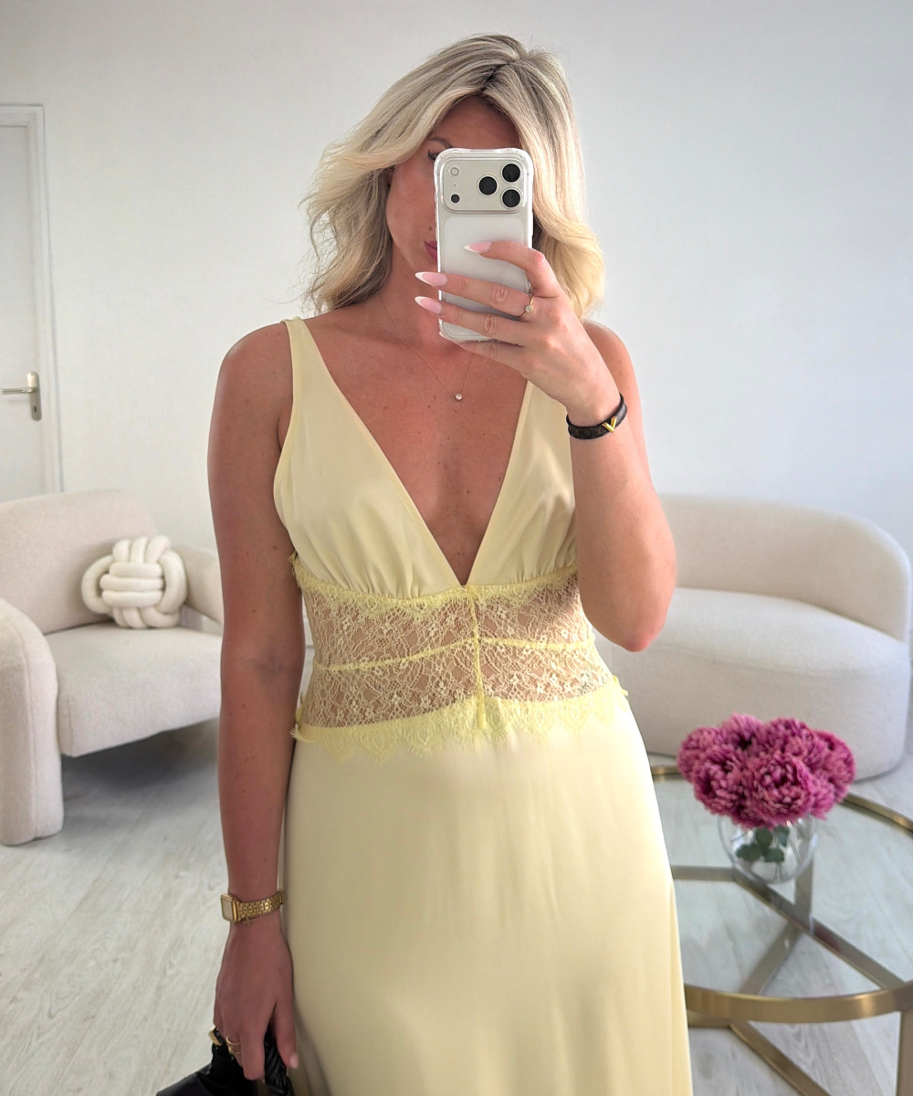 Long Yellow Lace Dress