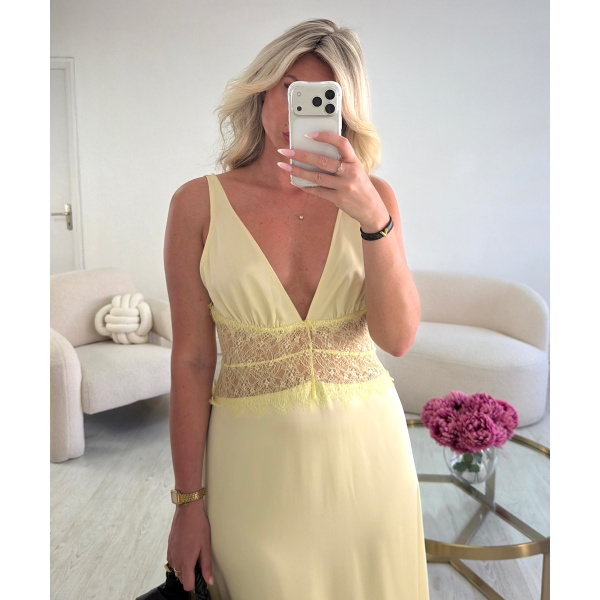 Robe longue dentelle jaune - DRESS DESIREE