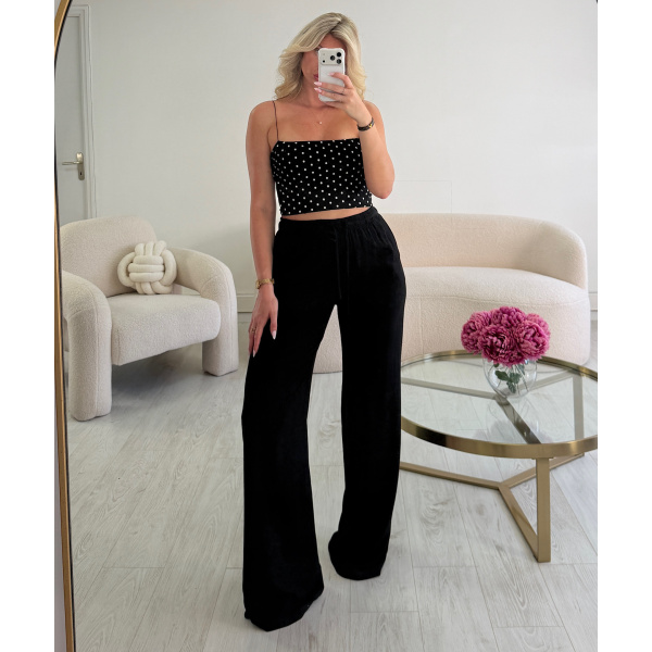 tall black linen trousers