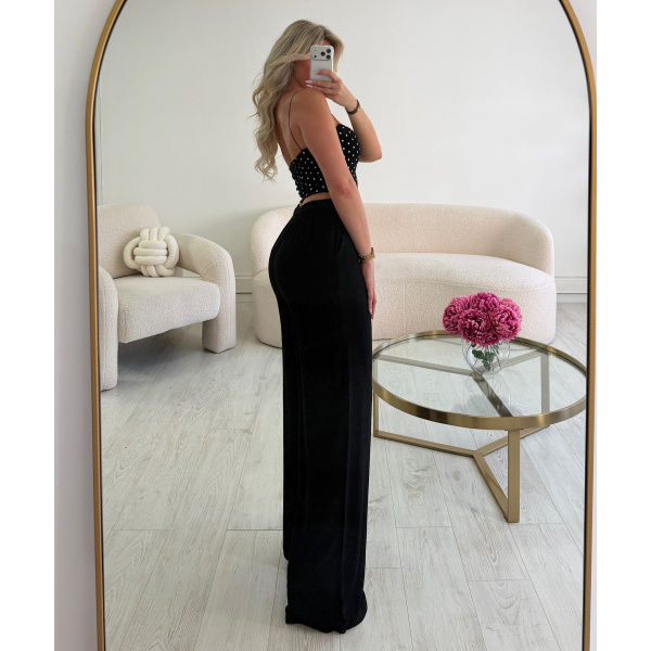 tall black linen trousers