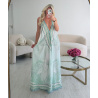 Robe longue dos nu vert sauge - DRESS DESIREE