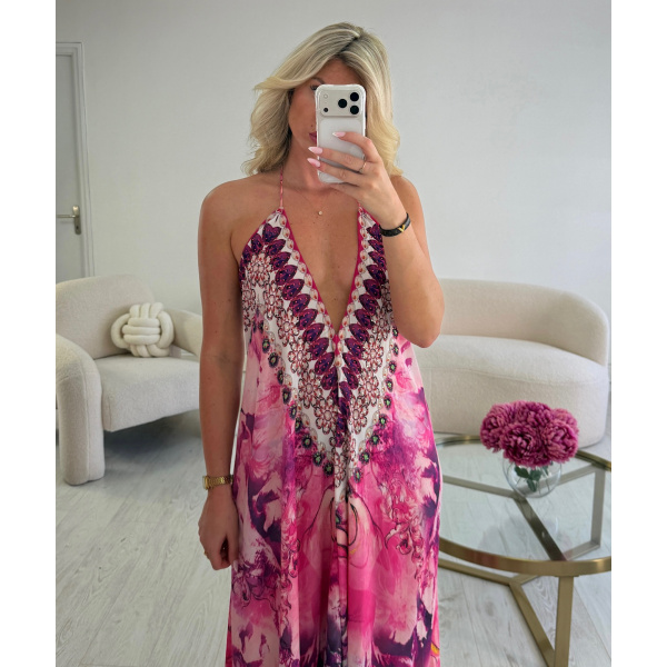 Robe longue dos nu rose - DRESS DESIREE
