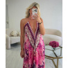 Long pink-print backless dress - DRESS DESIREE