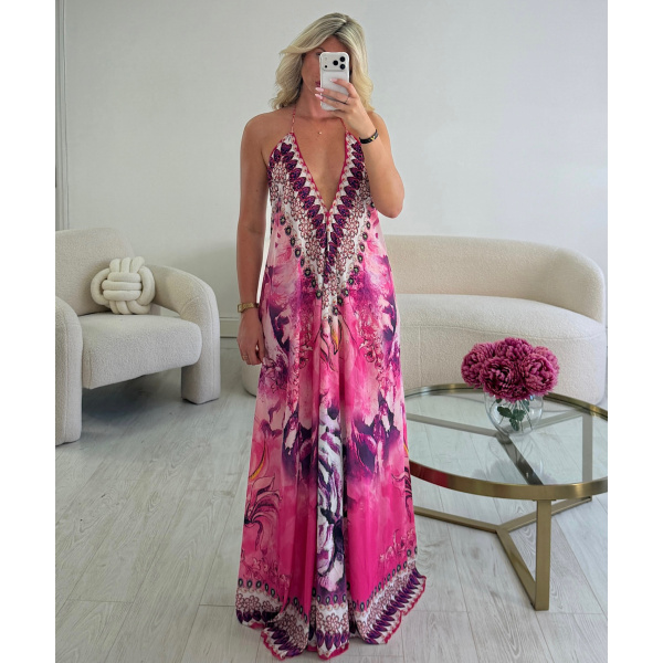 Robe longue dos nu rose - DRESS DESIREE