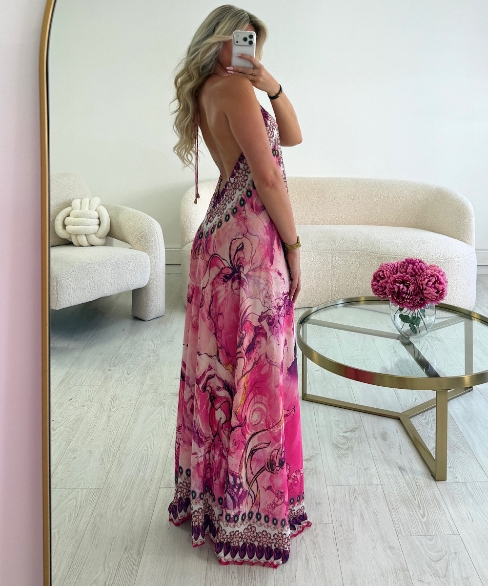 Robe longue dos nu rose - DRESS DESIREE