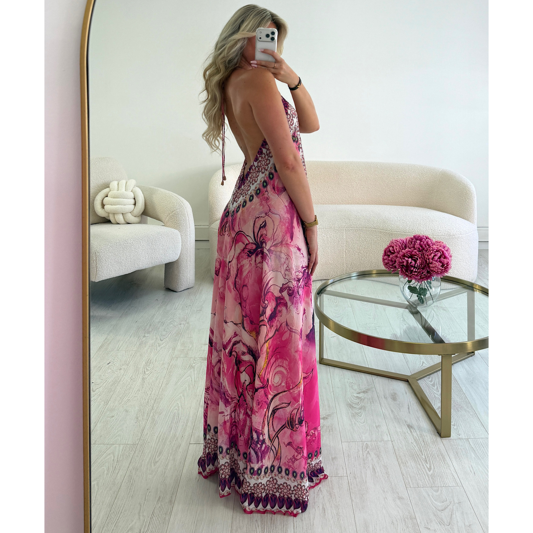 Robe longue dos nu rose - DRESS DESIREE