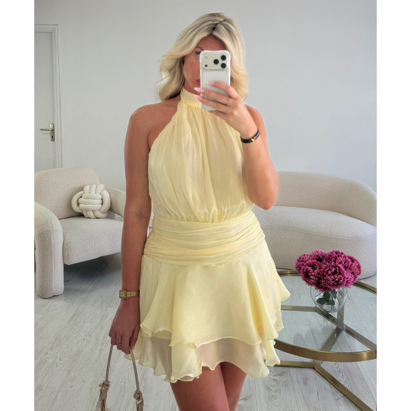 Yellow chiffon playsuit - DRESS DESIREE