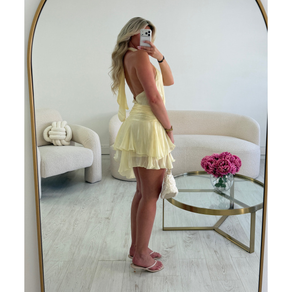 Yellow chiffon playsuit - DRESS DESIREE