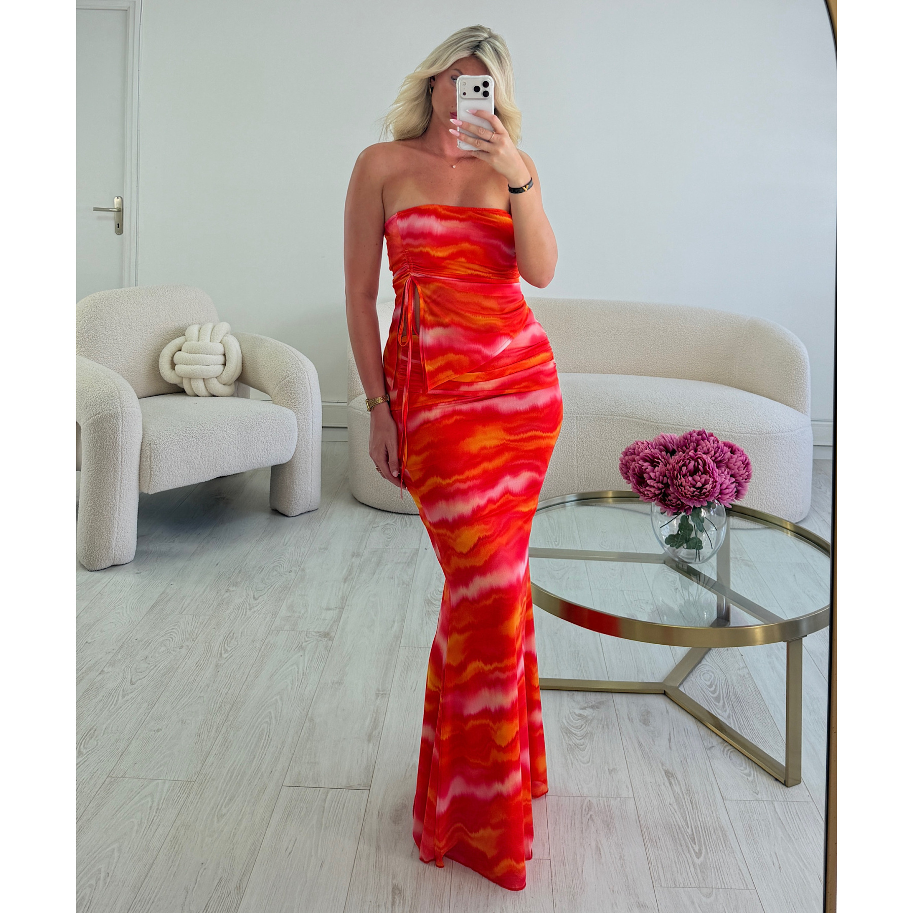 Long Sunset-Hued Tulle Skirt - DRESS DESIREE