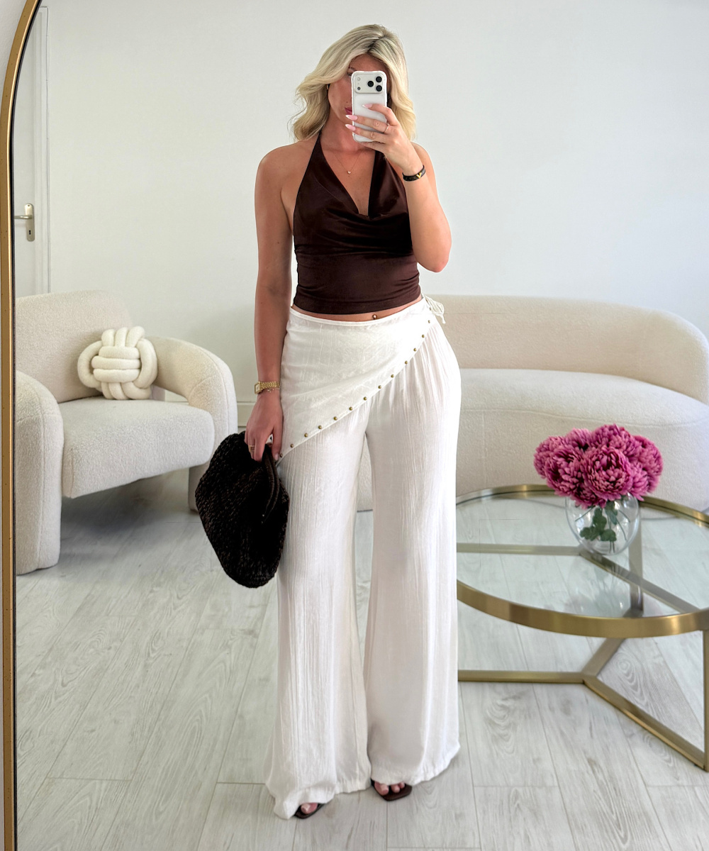 Pantalon fluide blanc foulard - DRESS DESIREE