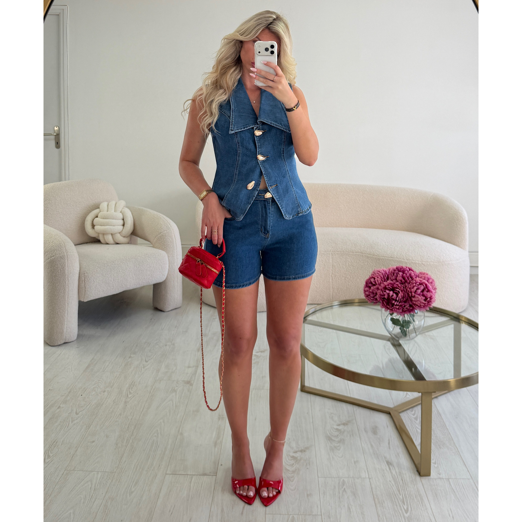 Ensemble short jeans bleu détails - DRESS DESIREE