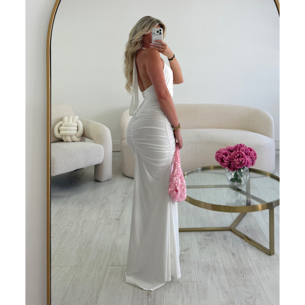 White high-slit maxi dress  - DRESS DESIREE