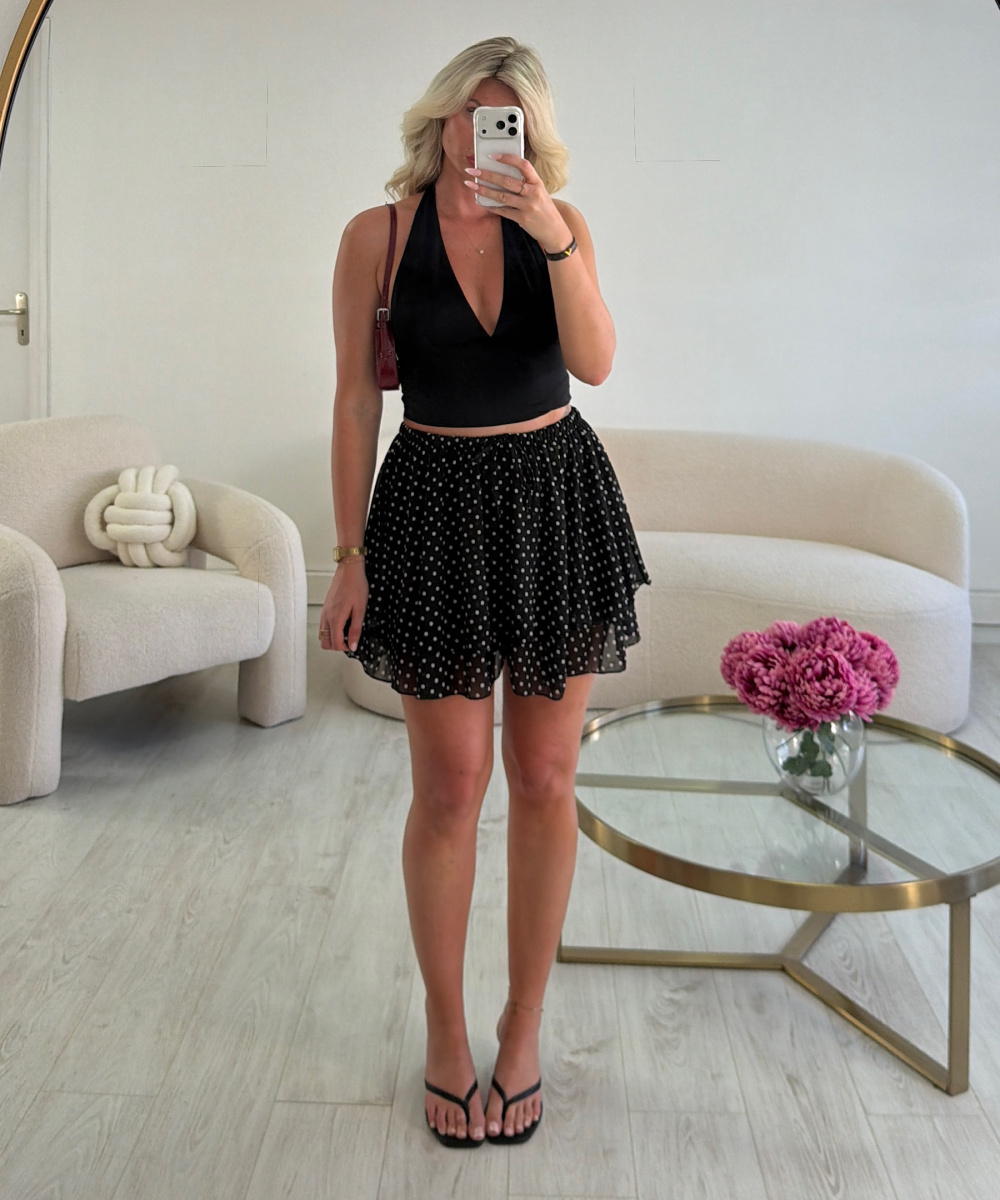 Flowy black polka Skirt-Shorts - DRESS DESIREE