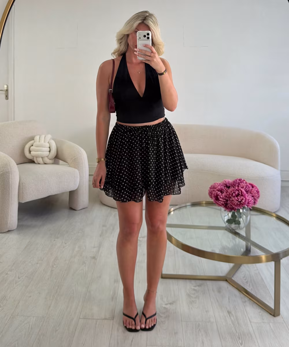 Jupe short fluide pois noir- DRESS DESIREE