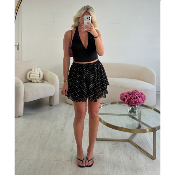 Jupe short fluide pois noir- DRESS DESIREE