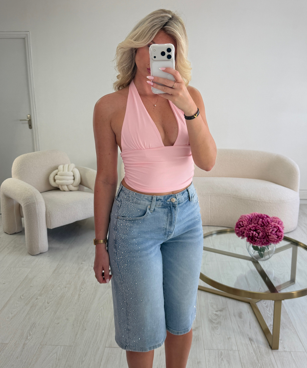 Bermuda denim strass