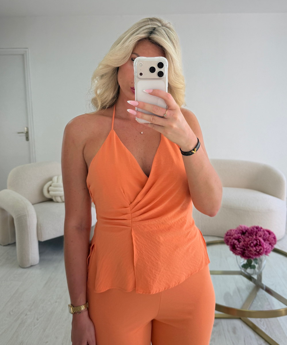 Flowy Peach Backless Jumpsuit
