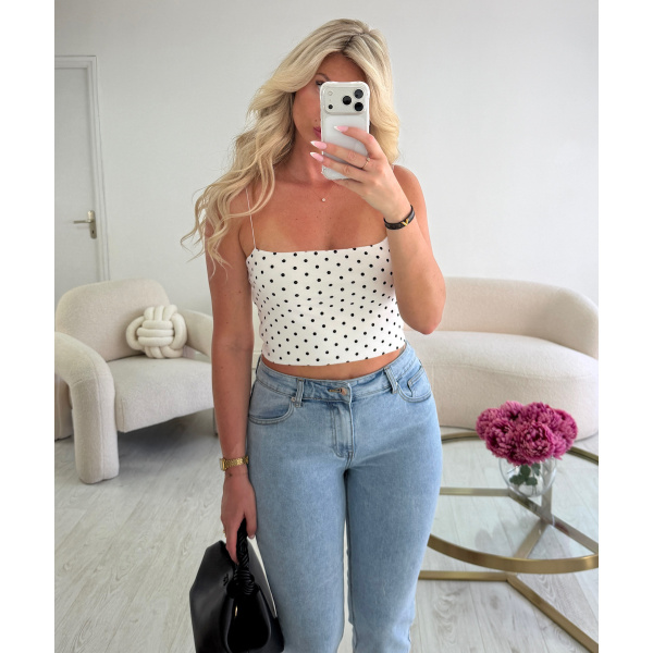 Classy white Polka-Dot Top - DRESS DESIREE