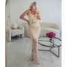 Ensemble jupe longue crochet beige - DRESS DESIREE