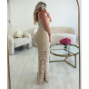 Beige crochet maxi skirt set