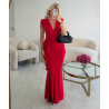 Long red slit dress  - DRESS DESIREE
