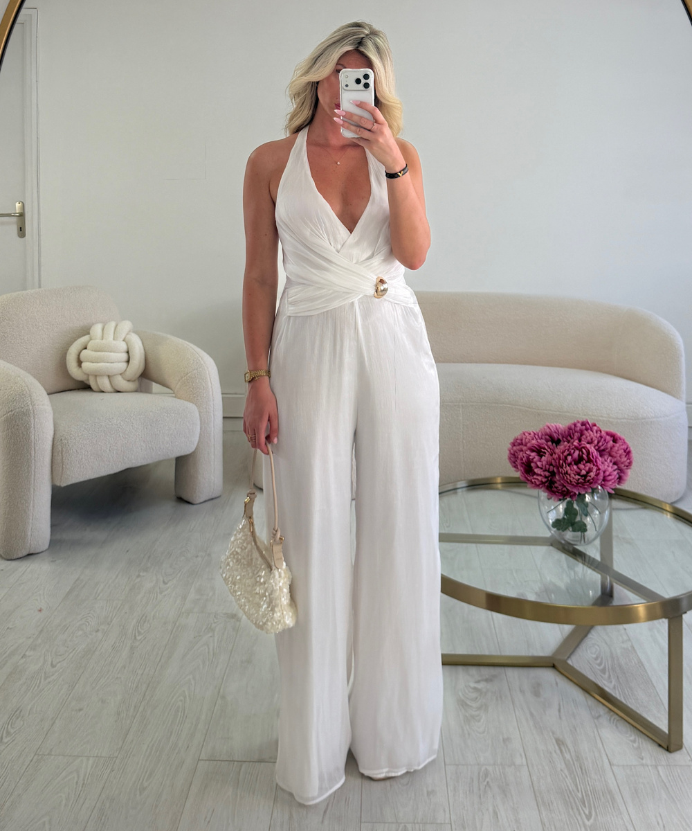 Combipantalon fluide blanche brillant - DRESS DESIREE