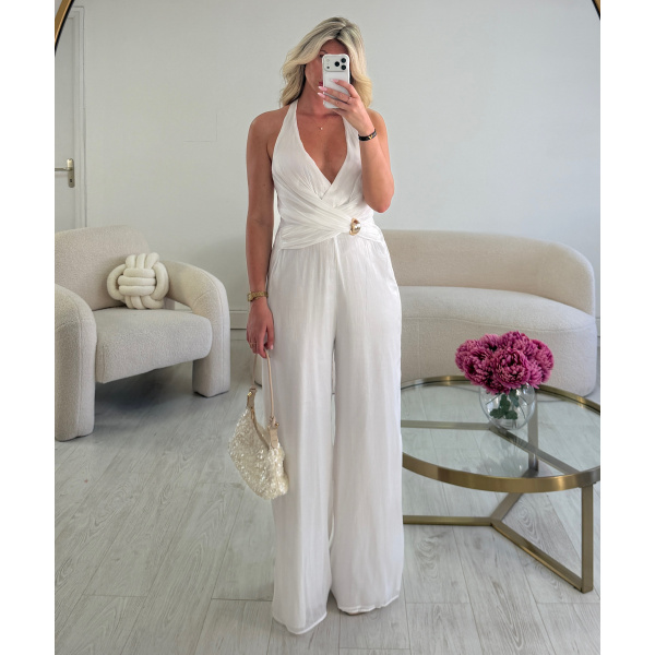 Combipantalon fluide blanche brillant - DRESS DESIREE