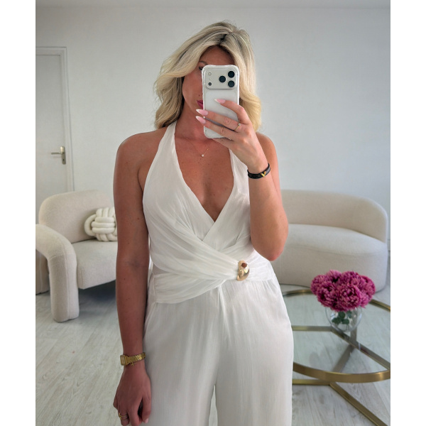 Combipantalon fluide blanche brillant - DRESS DESIREE