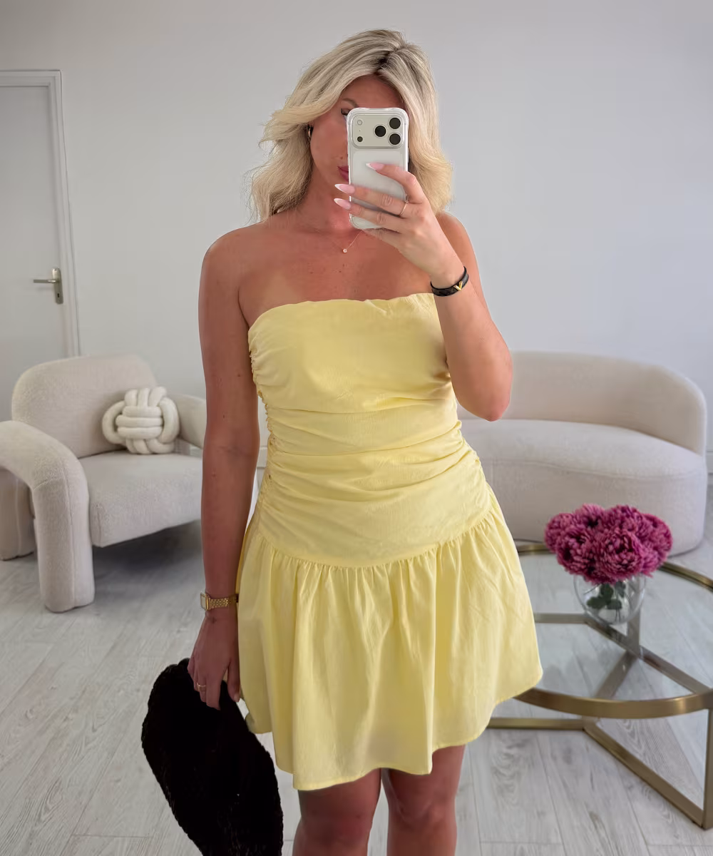 Robe bustier jaune coton