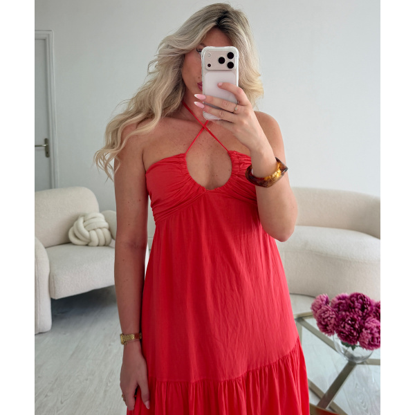 Robe longue TALL  coton corail DRESS DESIREE