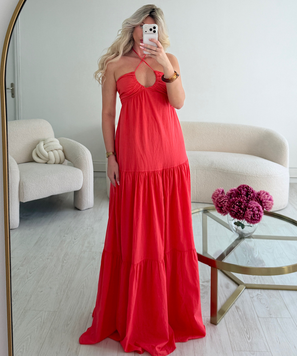 Robe longue TALL  coton corail DRESS DESIREE