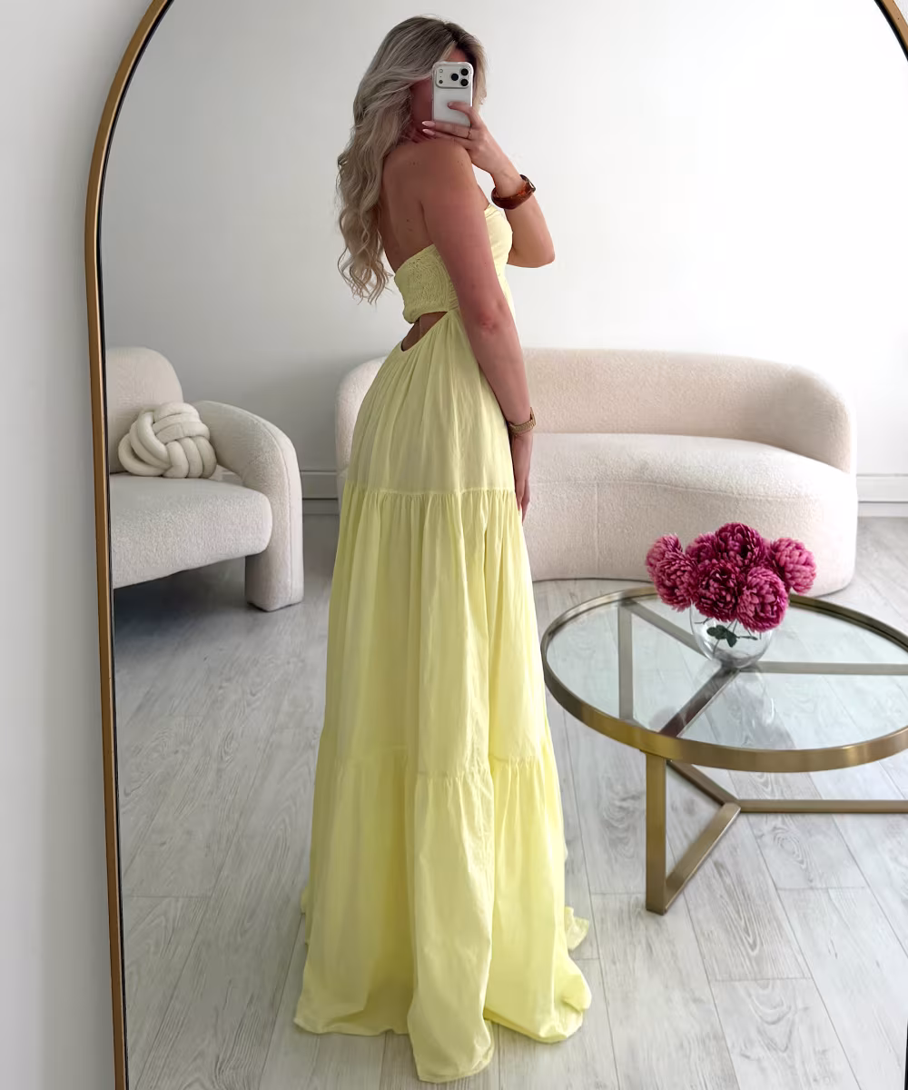 Yellow cotton maxi dress extra tall