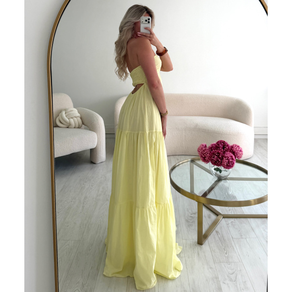 Robe longue TALL  coton jaune pastel DRESS DESIREE