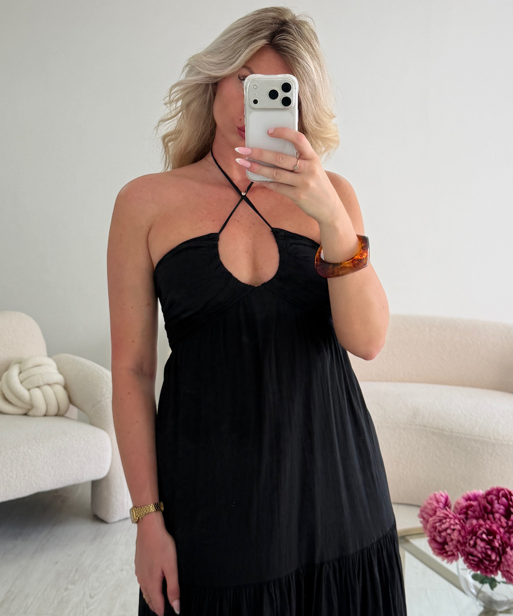 Black cotton maxi dress extra tall
