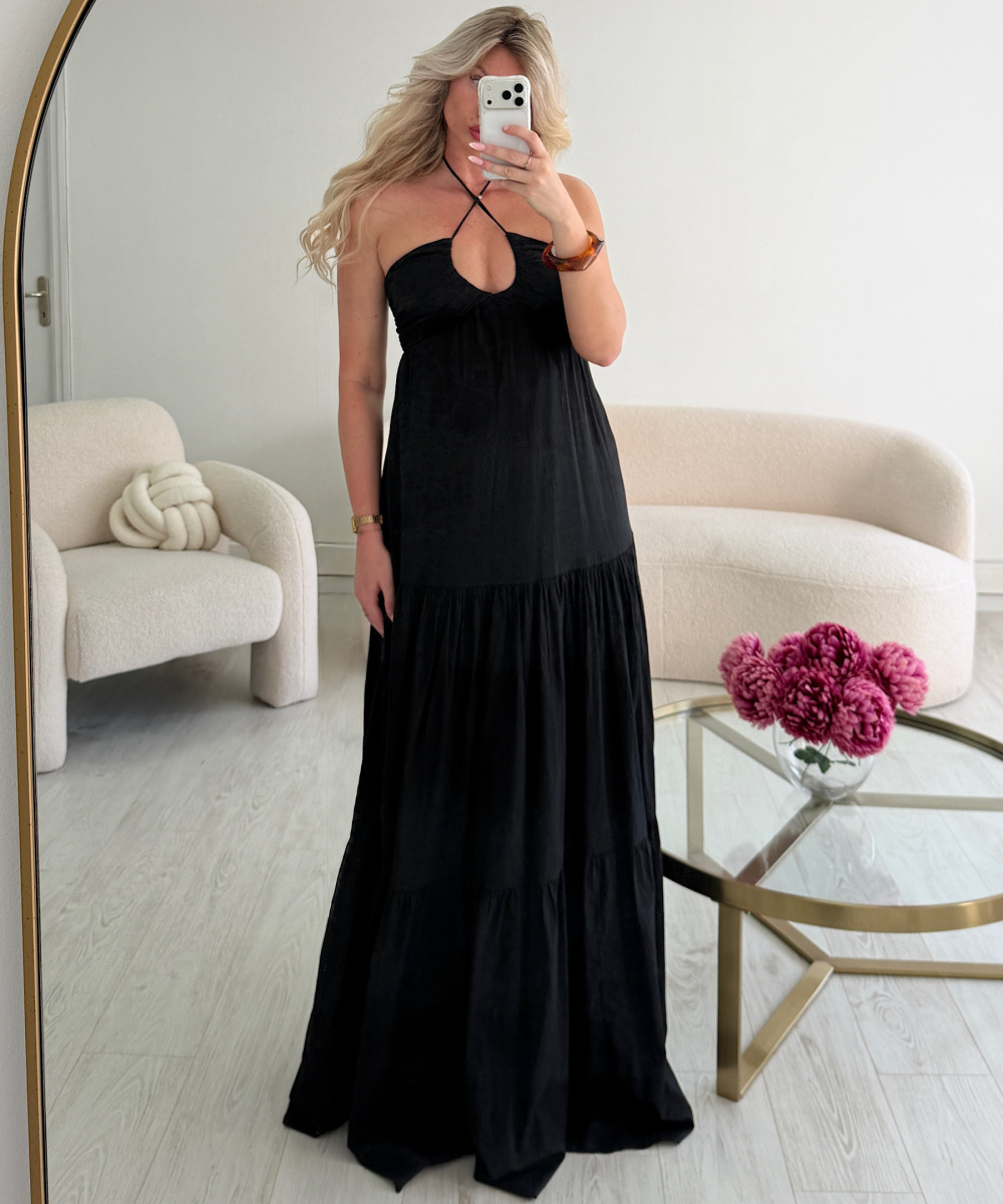 Black cotton maxi dress (TALL style)