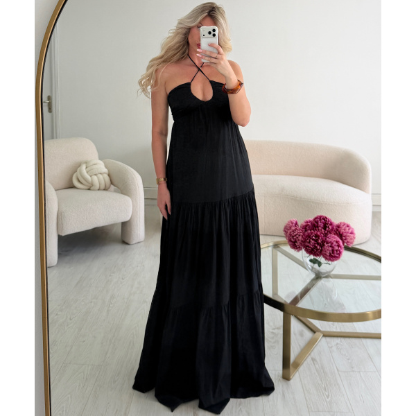 Robe longue TALL  coton noire DRESS DESIREE