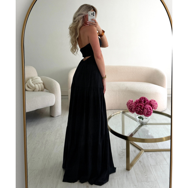 Robe longue TALL  coton noire DRESS DESIREE