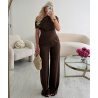 Brown linen top with asymmetrical draping