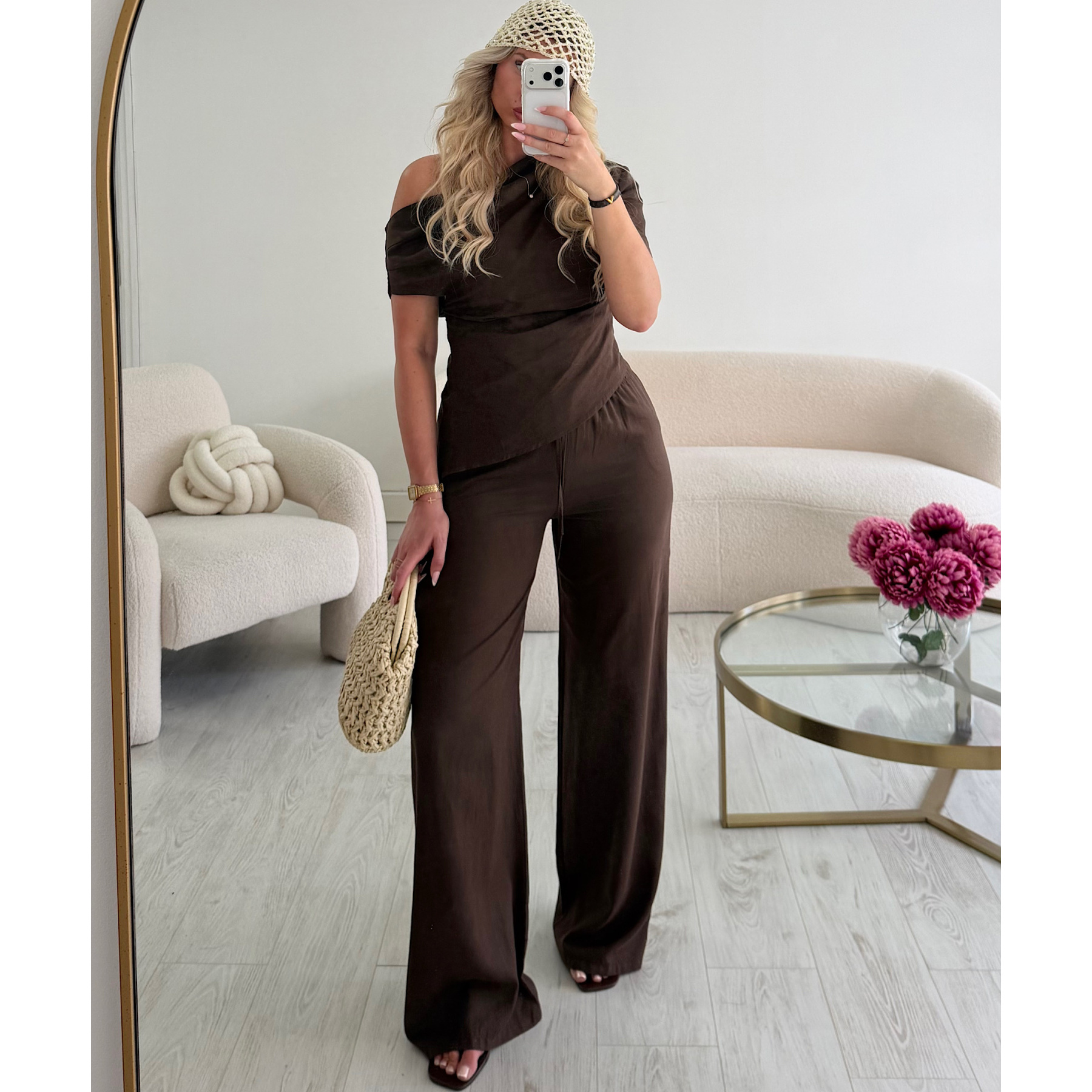 Pantalon lin standard choco - DRESS DESIREE