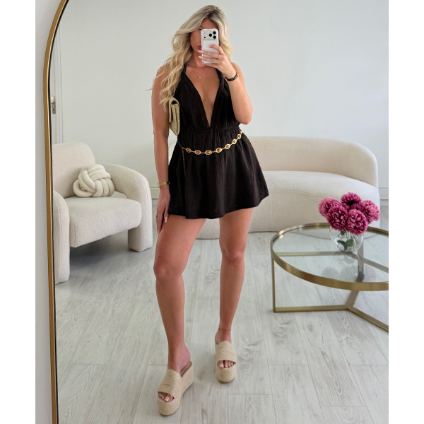 Combishort gaz de coton choco - DRESS DESIREE
