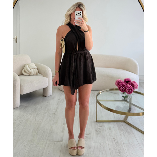 Chocolate-Brown Cotton Gauze Jumpsuit - DRESS DESIREE