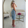 Bermuda denim retroussé bleu clair - DRESS DESIREE