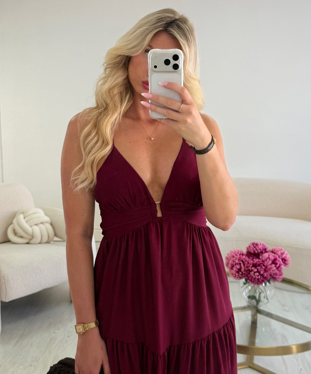 Flowing plum maxi dress