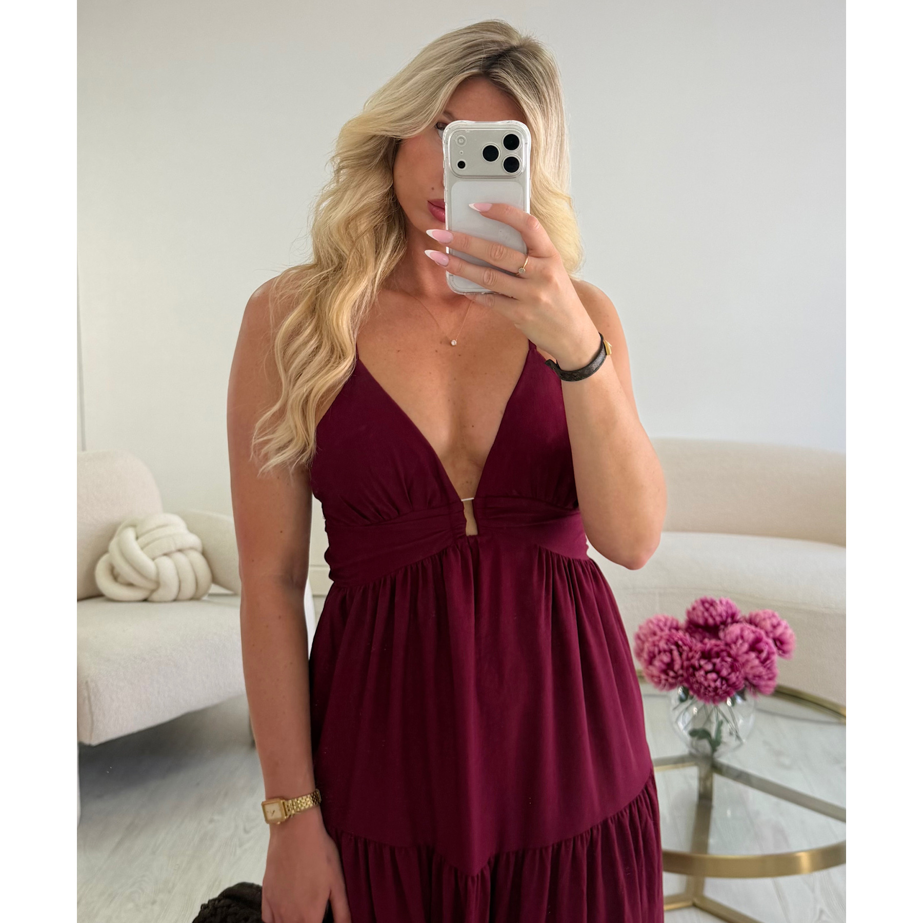 Robe longue fluide prune - DRESS DESIREE