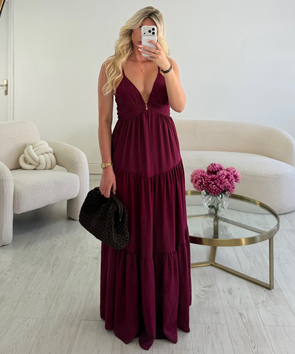 Flowing plum maxi dress - DRESS DESIREE