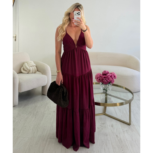 Robe longue fluide prune - DRESS DESIREE