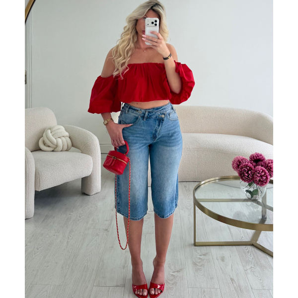 Bermuda denim asymétrique bleu - DRESS DESIREE