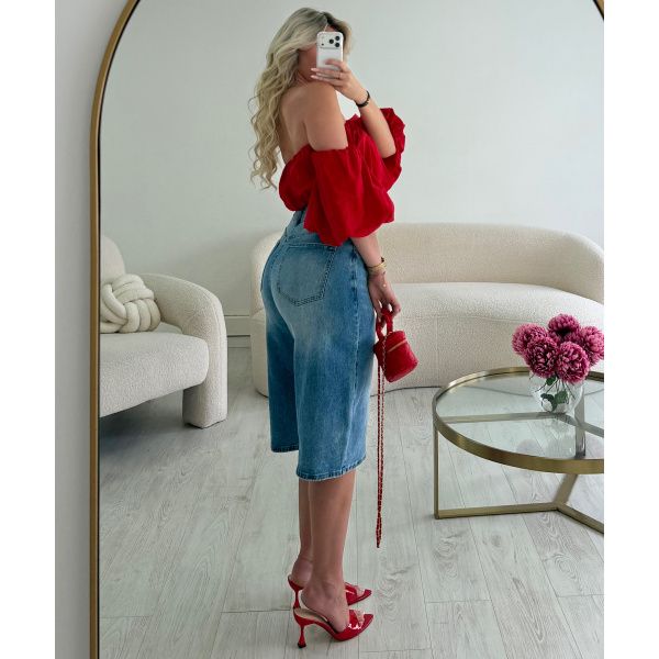 Bermuda denim asymétrique bleu - DRESS DESIREE