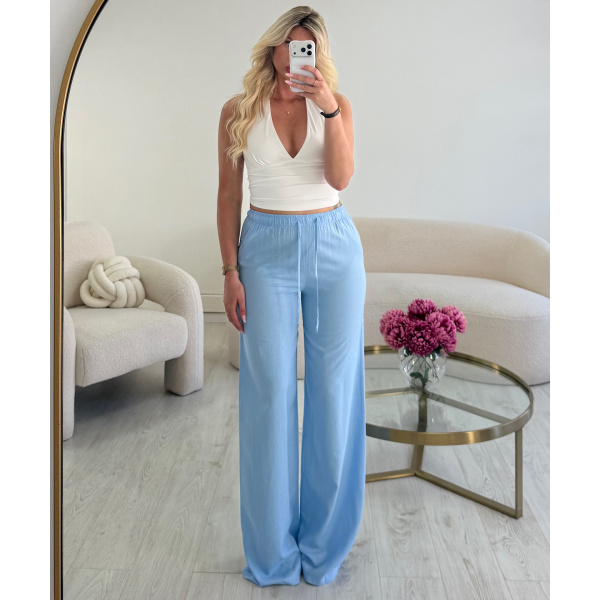 Tall blue linen pants