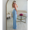 Tall blue linen pants